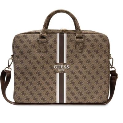 Guess PU 4G Printed Stripes Computer Bag 15/16 Brown
