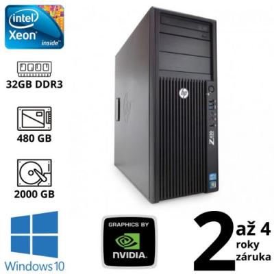 HP Z420 Xeon E5-1620 V2, 32GB, NOVÝ 480GB SSD + 2TB HDD, Quadro K2000, DVD-RW, W10