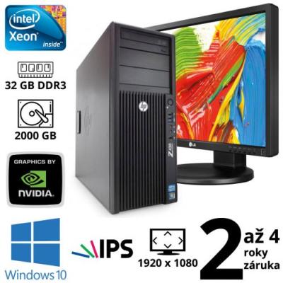 HP Z420 Xeon E5-1620 V2, 32GB, 2TB, Quadro K2000, DVD-RW, W10 + 24