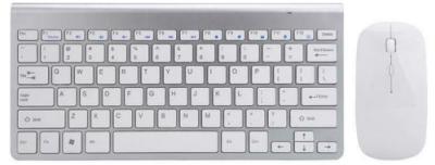 Bezdrátový set klávesnice a myši - stříbrno-bílá