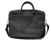 Guess PU Saffiano Vintage Script počítačová taška 15/16" černá
