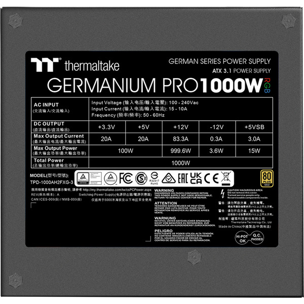 Thermaltake Germanium Pro RGB 1000W, zdroj - obrázek 3