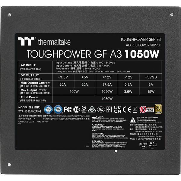 Thermaltake TOUGHPOWER GF A3 Gold 1050W - TT Premium Edition, zdroj - obrázek 3