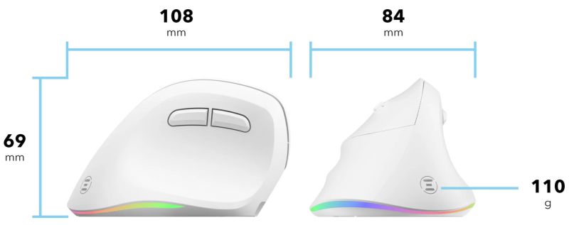 Eternico Wireless Vertical Mouse MVS490 pro leváky bílá - obrázek 9