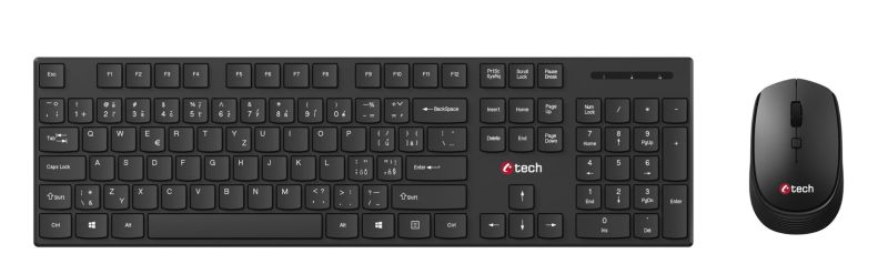 C-TECH WLKMC-03, bezdrátový combo set s myší, černý, USB, CZ/SK - obrázek 2
