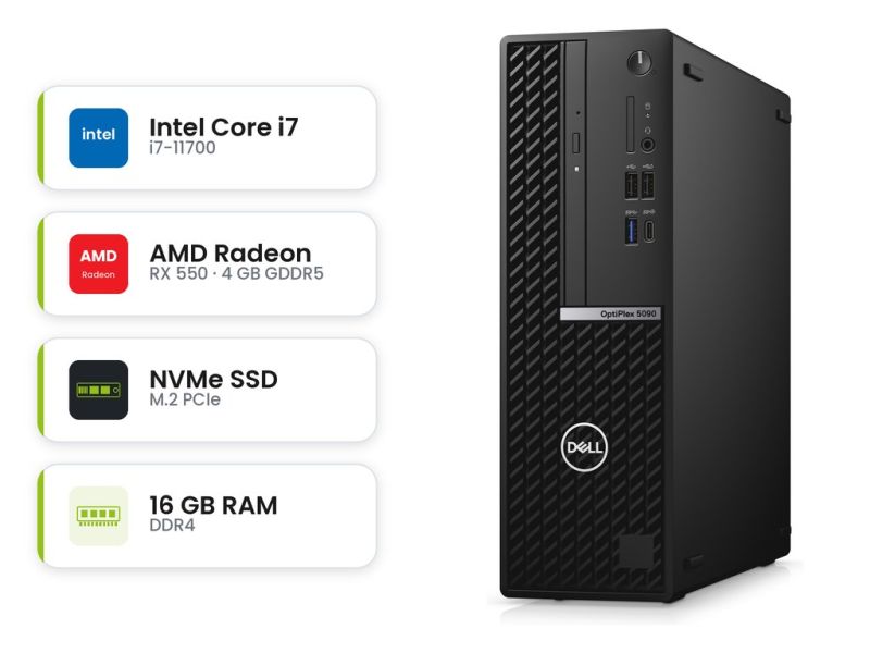 Dell Optiplex 5090 SFF - i7-11700 - 16 GB - 512 GB SSD - RX 550