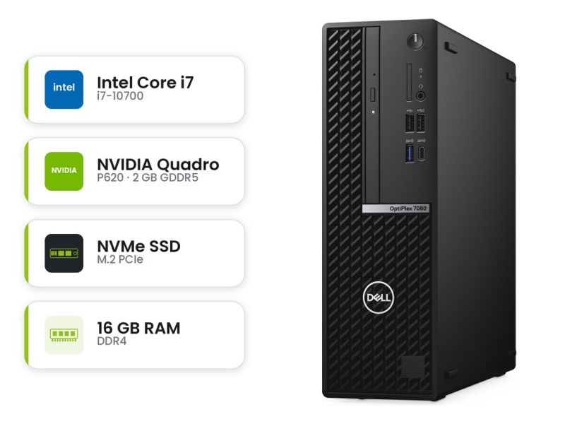 Dell Optiplex 7080 SFF - i7-10700 - 16 GB - 512 GB SSD - P620
