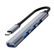 DeTech USB C Hub s 4 porty USB 3.0 šedá