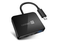 Connect IT USB C hub, 3v1 (USB C,USB A,HDMI) černá