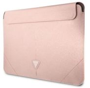 Guess Saffiano Triangle Metal Logo pouzdro na počítač 16" růžový