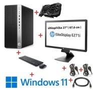 Herní výkonná PC sestava HP EliteDesk 600 G4 MT Intel Core i7 8th. gen / 16 GB RAM / 512 GB SSD / Win 11 Pro / RTX 3050 6GB + 27" IPS monitor HP 18036sc 26