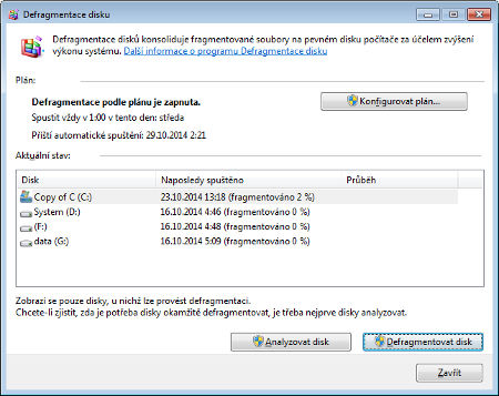 defragmentace disku