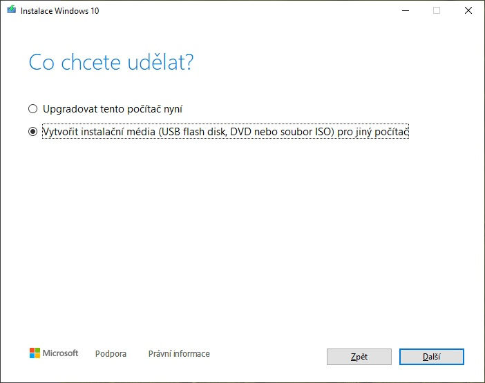 Windows Creation Tool - krok 1
